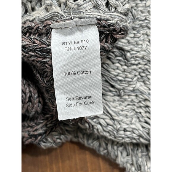 Cabi Gray Open Front Round Hem Open Knit Cardigan Sweater Med Y2K Grunge Boho - Picture 13 of 15